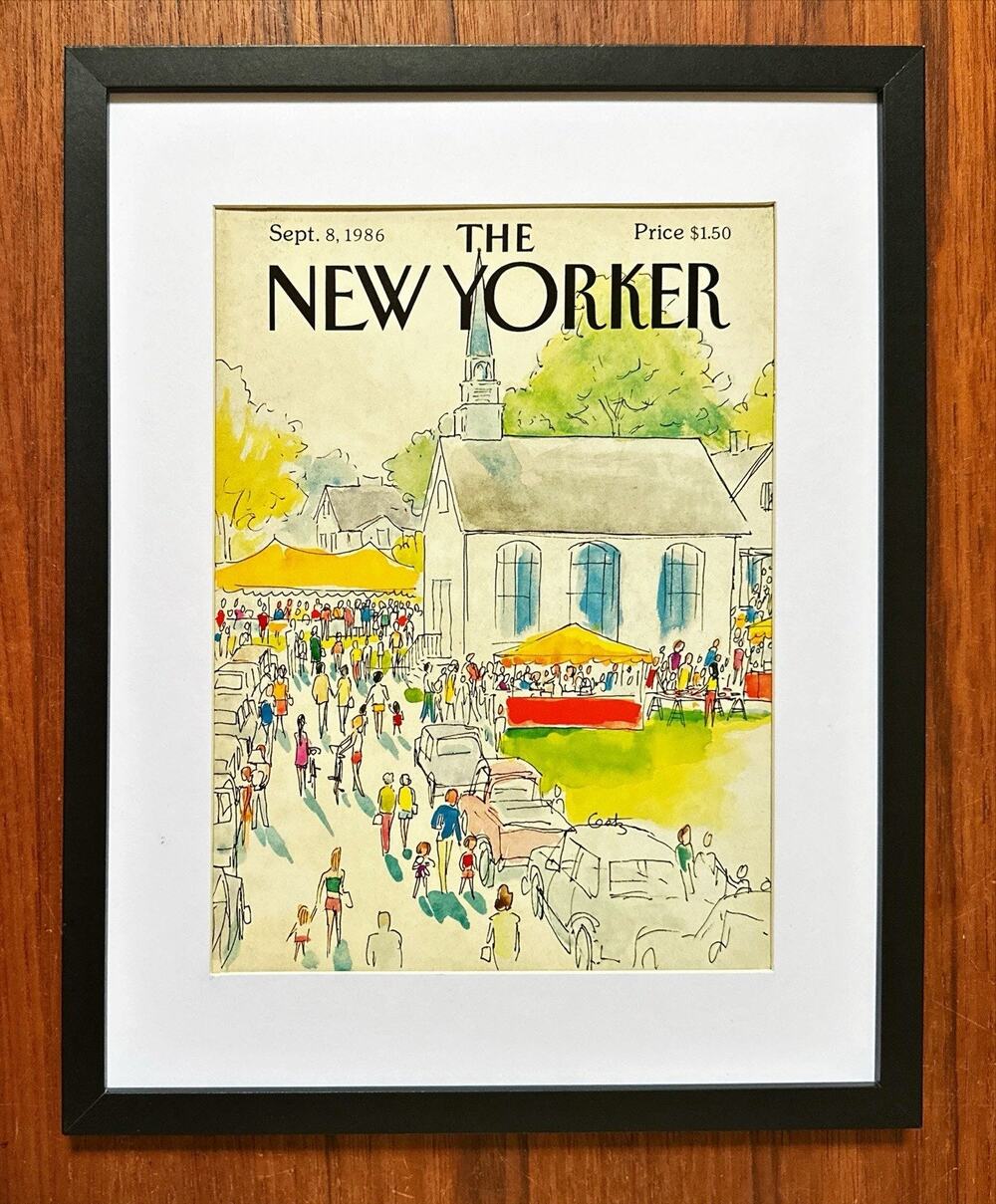 Framed 1986 New Yorker Magazine Sept 8 Getz Church